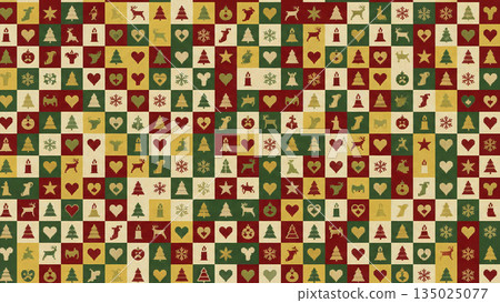 A winter design with a Nordic-style knit pattern. The texture of the knitting is crisp, giving it a festive Christmas feel with snowflakes and reindeer. A winter design with a Nordic-style knit pattern. The texture of the knitting is crisp, giving it a festive Christmas feel with snowflakes and reindeer. 135025077