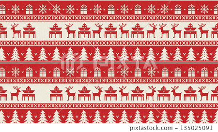 一款採用北歐風格針織圖案的冬季設計。針織紋理清晰挺括，雪花和馴鹿圖案更增添了濃厚的聖誕日氛圍。 135025091