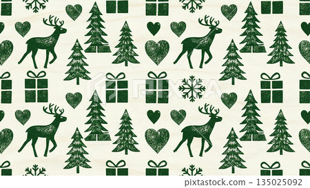 一款採用北歐風格針織圖案的冬季設計。針織紋理清晰挺括，雪花和馴鹿圖案更增添了濃厚的聖誕日氛圍。 135025092