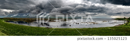 Coastal Landscape With Fjord On Lofoten Islands In Norway Coastal Landscape With Fjord On Lofoten Islands In Norway 135025123