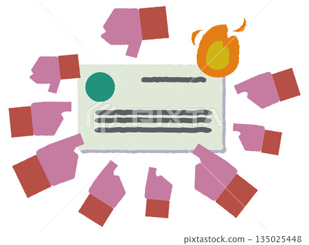 Illustration of a posted article being flooded with criticism and slander 135025448