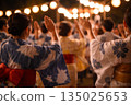 The rhythm of hands overlapping with the Bon Odori dance at night 135025653