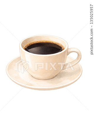咖啡杯的簡單照片風格插圖 135025957