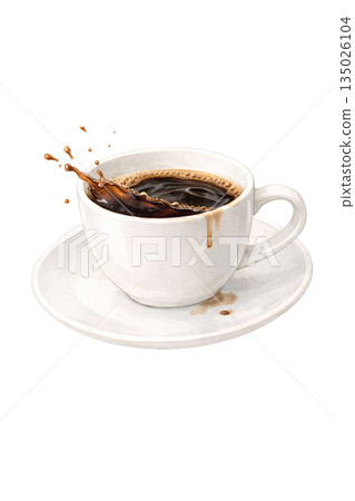 咖啡飛濺的插圖素材 135026104