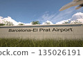 Arrivals at Barcelona El Prat Airport with airplane landing near terminal, Barcelona, Spain 3D rendering 135026191