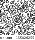 Guava plant doodle seamless floral pattern vector illustration 135026255