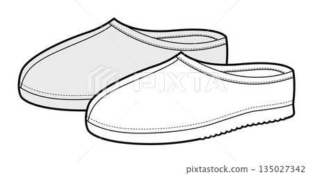 House clog sandal shoe women sketch pair. Closed toe rubber slipper for garden work home casual outfit Technical fashion 135027342