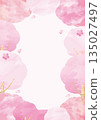 Cherry blossom frame in full bloom. Spring background material with watercolor soft cherry blossoms and copy space Cherry blossom frame in full bloom. Spring background material with watercolor soft cherry blossoms and copy space 135027497