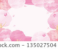 Cherry blossom frame in full bloom. Spring background material with watercolor soft cherry blossoms and copy space Cherry blossom frame in full bloom. Spring background material with watercolor soft cherry blossoms and copy space 135027504