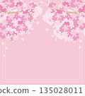 Cherry blossoms in full bloom frame background. Spring Japanese-style vector material that can be used to celebrate graduation, entrance, and cherry blossom viewing. Cherry blossoms in full bloom frame background. Spring Japanese-style vector material that can be used to celebrate graduation, entrance, and cherry blossom viewing. 135028011