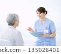 Medical image of a nurse explaining to a patient 135028401