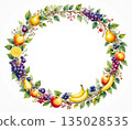 Circular decorative frame of plants and fruits - copy space 135028535