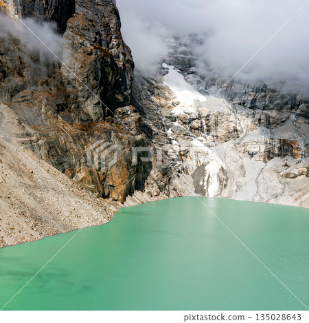 View at the Sabai Tsho Lake and Sabai Glacier in Nepal near Thangnag 135028643