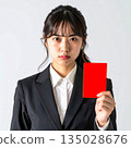 Business woman issuing red card 135028676