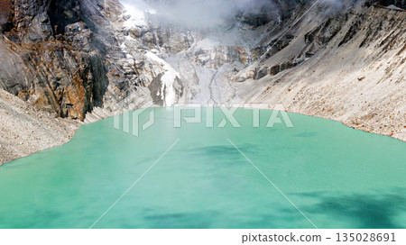 View at the Sabai Tsho Lake and Sabai Glacier in Nepal near Thangnag View at the Sabai Tsho Lake and Sabai Glacier in Nepal near Thangnag 135028691
