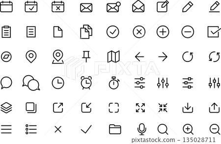 Editable line icons for calendar, UI, user interface 135028711