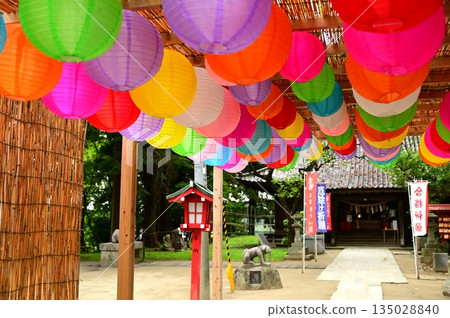 The lantern decorations at Morioka Tenmangu Shrine feature lion dogs with unique faces The lantern decorations at Morioka Tenmangu Shrine feature lion dogs with unique faces 135028840