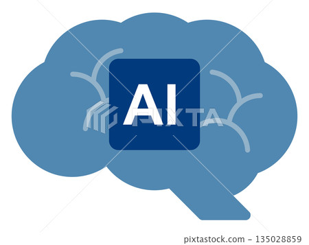 人工智慧 (AI) 和半導體晶片概念向量圖，支援下一代產業 135028859