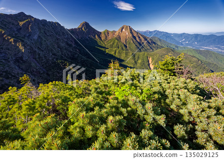 從八嶽山脈的赤和之門可以眺望橫岳、赤岳、阿彌陀岳以及南阿爾卑斯山脈。 從八嶽山脈的赤和之門可以眺望橫岳、赤岳、阿彌陀岳以及南阿爾卑斯山脈。 135029125