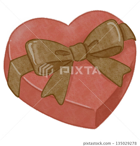 Valentine's Day heart-shaped gift box with red ribbon and brown Valentine's Day heart-shaped gift box with red ribbon and brown 135029278