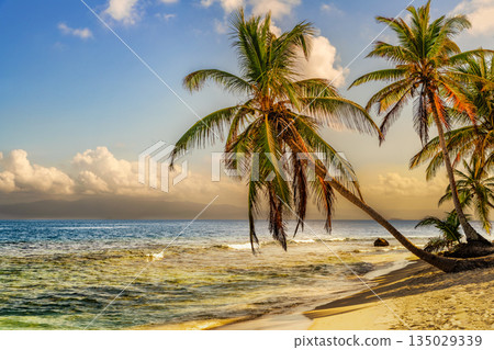 Beautiful San Blas Island at politically autonomous Guna territory in Panama. Beautiful San Blas Island at politically autonomous Guna territory in Panama. 135029339