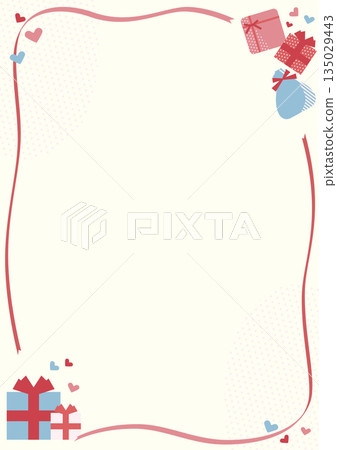 Blue and pink gift and ribbon frame material Blue and pink gift and ribbon frame material 135029443