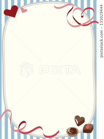 Chocolate and ribbon light blue striped frame vertical Chocolate and ribbon light blue striped frame vertical 135029444