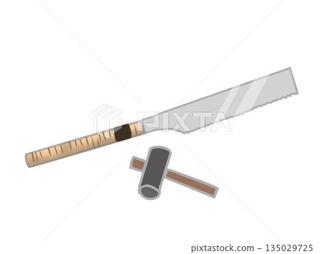 Saw and hammer illustration Saw and hammer illustration 135029725
