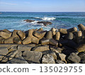 waves breaking on the rocks 135029755