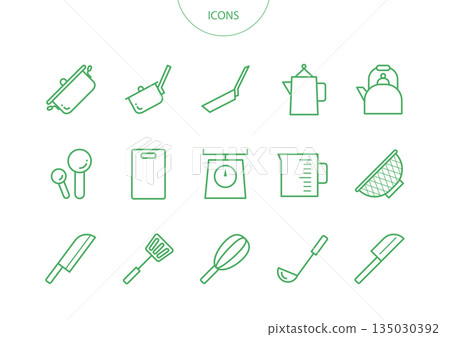 Cookware icon pictogram vector illustration set Cookware icon pictogram vector illustration set 135030392
