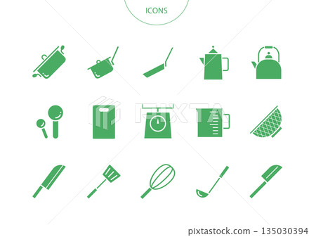廚具圖示象形圖向量圖集 135030394