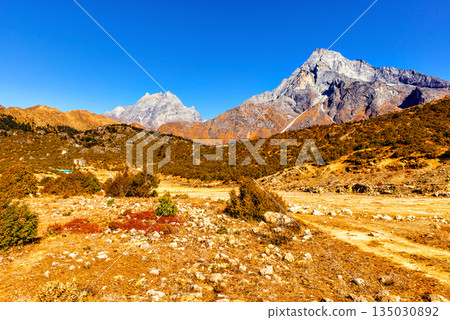 Panorama of Himalayan mountains near Namche Bazaar, 135030892