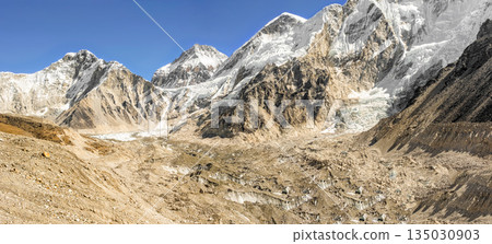 The Khumbu glacier near Everest Base Camp The Khumbu glacier near Everest Base Camp 135030903