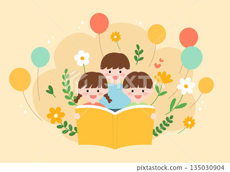 Vector illustrations of cute children. Vector illustrations of cute children. 135030904
