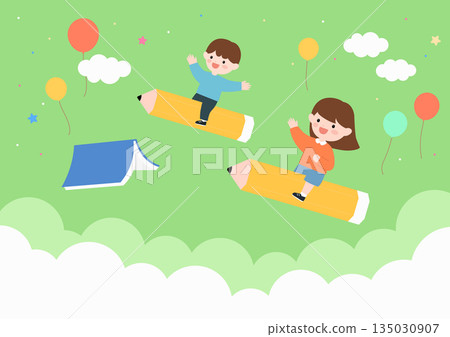 Vector illustrations of cute children. Vector illustrations of cute children. 135030907