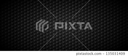 Black tech geometric background. Abstract square tile pattern texture. Dark grey volume rectangle cover backdrop. Futuristic block grid design wallpaper. Vector illustration isolation concept 135031409