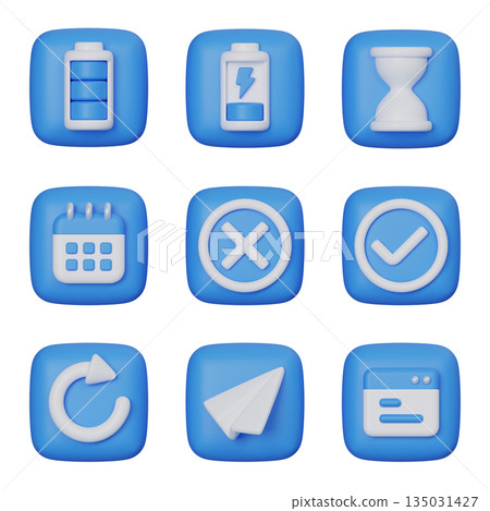 Blue square User Interface 3D Icon Set 135031427