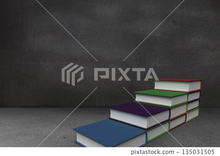 Steps made from books in grey room Steps made from books in grey room 135031505