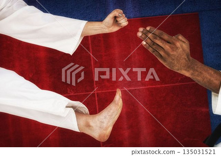 Cropped hands of fighters Cropped hands of fighters 135031521