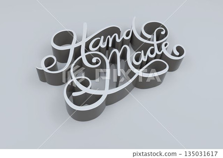 Silver colored hand made text against gray background Silver colored hand made text against gray background 135031617
