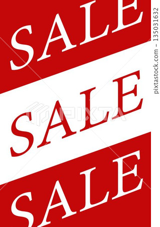 Repeating SALE text is being shown in flat design poster, with red white diagonal stripes Repeating SALE text is being shown in flat design poster, with red white diagonal stripes 135031632