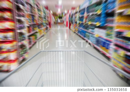 Empty cart in supermarket 135031658
