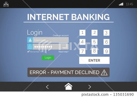 Internet banking text with log in page on phone Internet banking text with log in page on phone 135031690