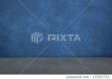 Minimalist flat design scene is showing grey textured surface merging into blue painted backdrop Minimalist flat design scene is showing grey textured surface merging into blue painted backdrop 135031732