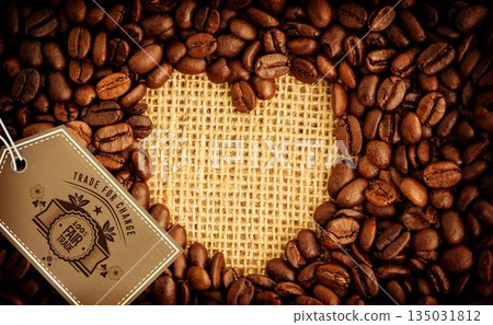 Heart shape surrounded by coffee beans 135031812