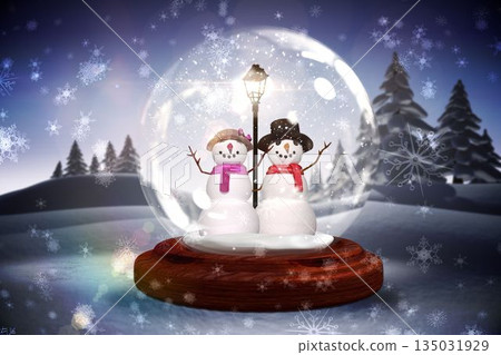Digitally generated Snowman in a snow globe 135031929