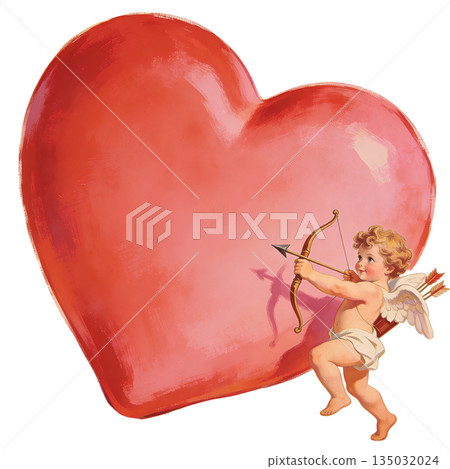 Vintage Valentine's Day material with a large heart 135032024