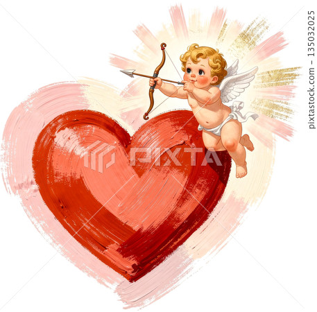 復古情人節主題面料，帶有一個大愛心圖案 135032025