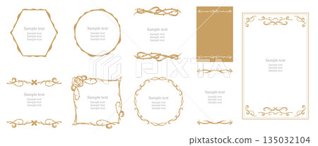 優雅奢華的金色仿古相框套裝。 135032104