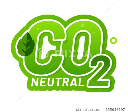 Co2 carbon neutral logo icon, zero dioxide emission pictogram label. Climate environment stamp for certificate. Green eco friendly recycle, reuse and reduction sustainable seal with green leaf Co2 carbon neutral logo icon, zero dioxide emission pictogram label. Climate environment stamp for certificate. Green eco friendly recycle, reuse and reduction sustainable seal with green leaf 135032397